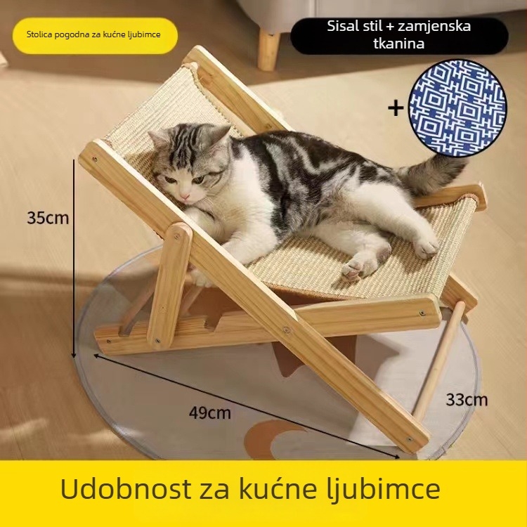 Mačja ležaljka s ploščom za grebanje iz sisala, otporna na grebanje, mačje gnijezdo za sve sezone, sklopiva ležaljka i mačja igračka
