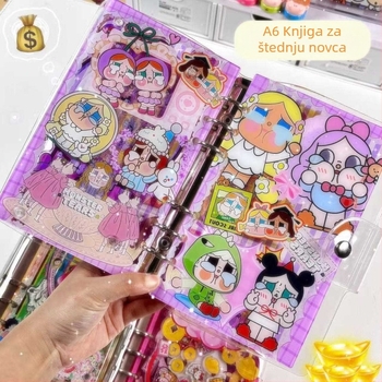 Slatki karikaturalni akrilni album za štednju novca, A6, s izmjenjivim listovima, foto/kartični album u Bubble Mart stilu