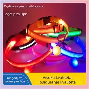 LED osvijetljeni kaiš za psa s funkcijom protiv gubitka i identifikacijskom oznakom, najlonska traka