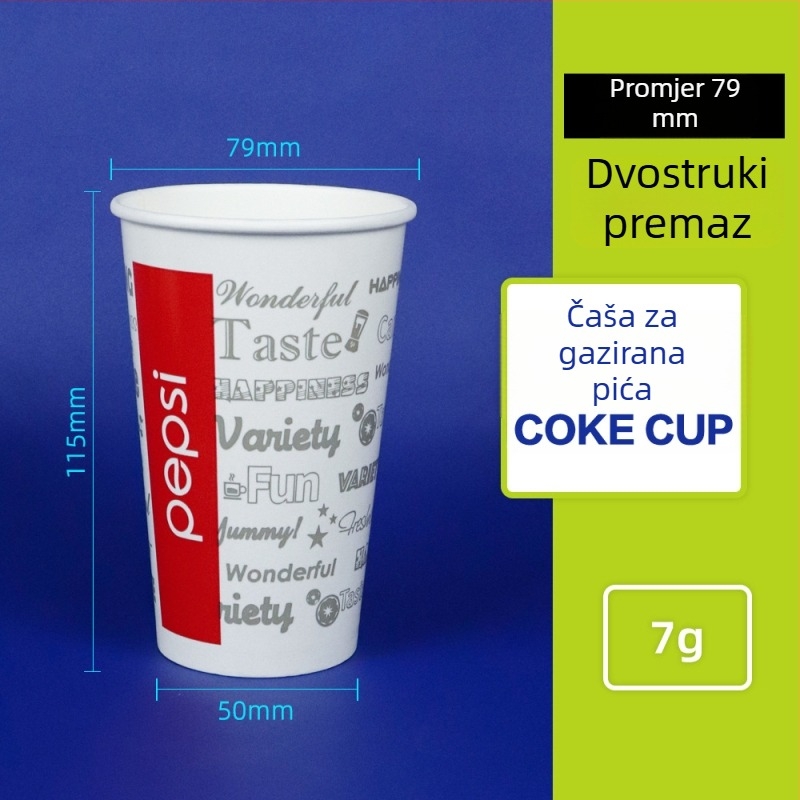 Jednokratna papirnata čaša za hladne napitke s poklopcem, dvostruki film, zadebljana, 201–300 ml, veleprodaja