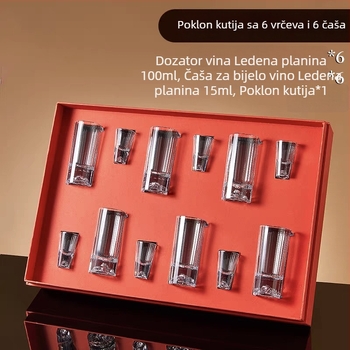 Kineski stil set kristalnih čaša za bijelo vino s dozatorom, luksuzan retro dizajn, mala čašica za porciju, poklon kutija