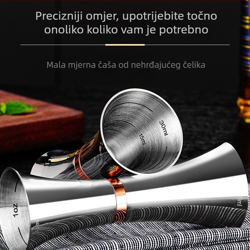 304 nehrđajući čelik, mjerna čaša za unce i dvostruki shaker za koktele sa skalom, mjerenje u uncama, uski struk