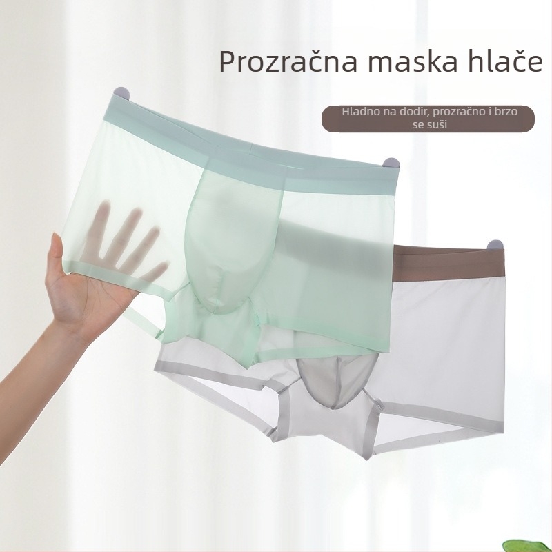 Muške gaćice od ice silk, prozračne, lagane, antibakterijske, jednobojne, srednjeg struka