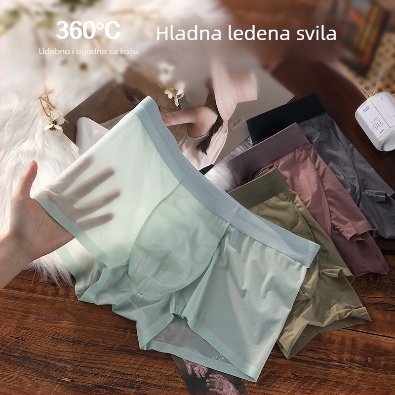 Muške gaćice od ice silk, prozračne, lagane, antibakterijske, jednobojne, srednjeg struka