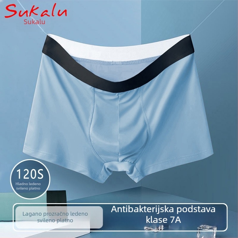 Muške bokserice od Ice Silk vlakana, prozračne udobne, antibakterijske, sa srednjim strukom, ugodne koži, plus veličina