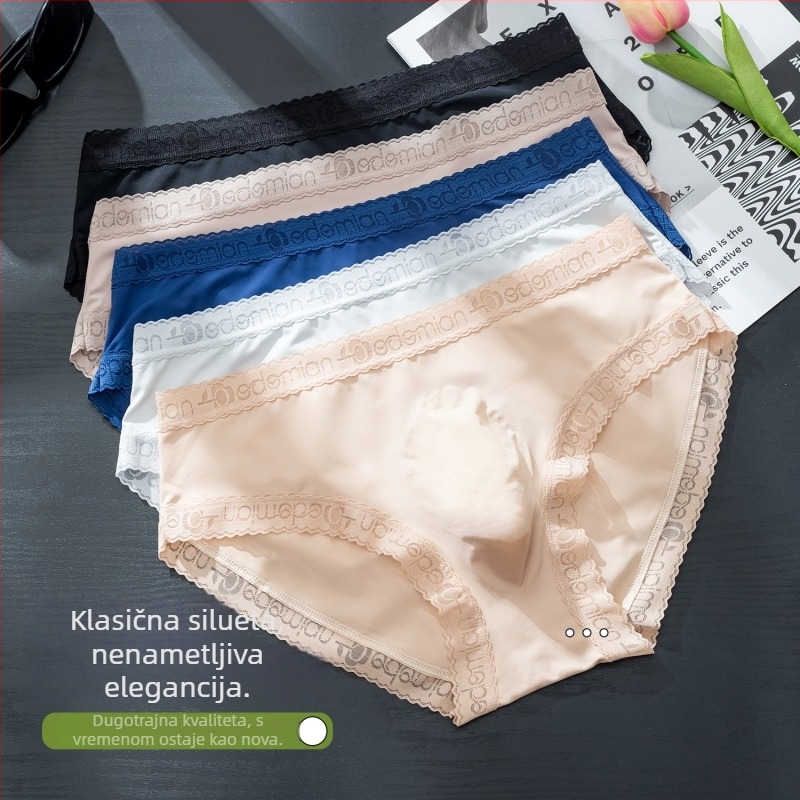 Muške gaćice od Ice Silk, nježna čipka, 3D konturirano područje, prozirno, jednovrstne
