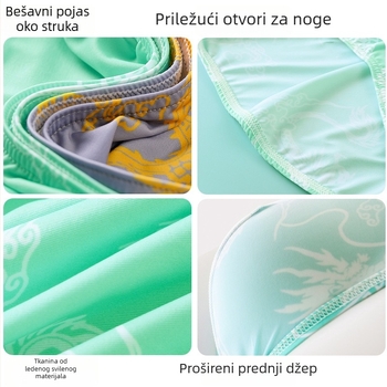 Ljetne muške bokserice od ice silk s drakim uzorom, kineskog stila, lagane i prozračne