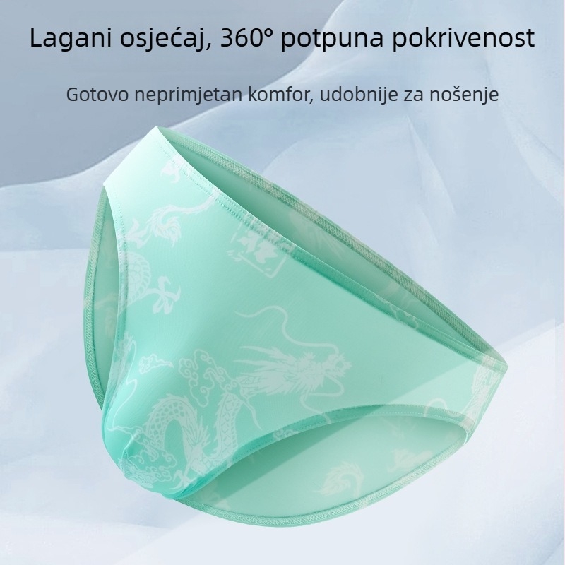 Ljetne muške bokserice od ice silk s drakim uzorom, kineskog stila, lagane i prozračne