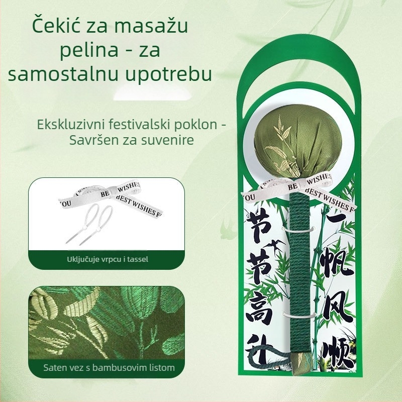 Čekić za zdravlje s listovima bambusa i mugwortom – masaža meridijana, satenski završni premaz