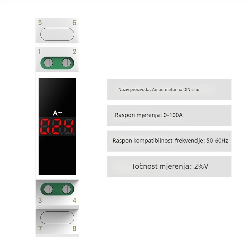 DIN-rail montirani mjerač napona i struje, mini digitalni indikator, AC 220/380V, mjerač frekvencije