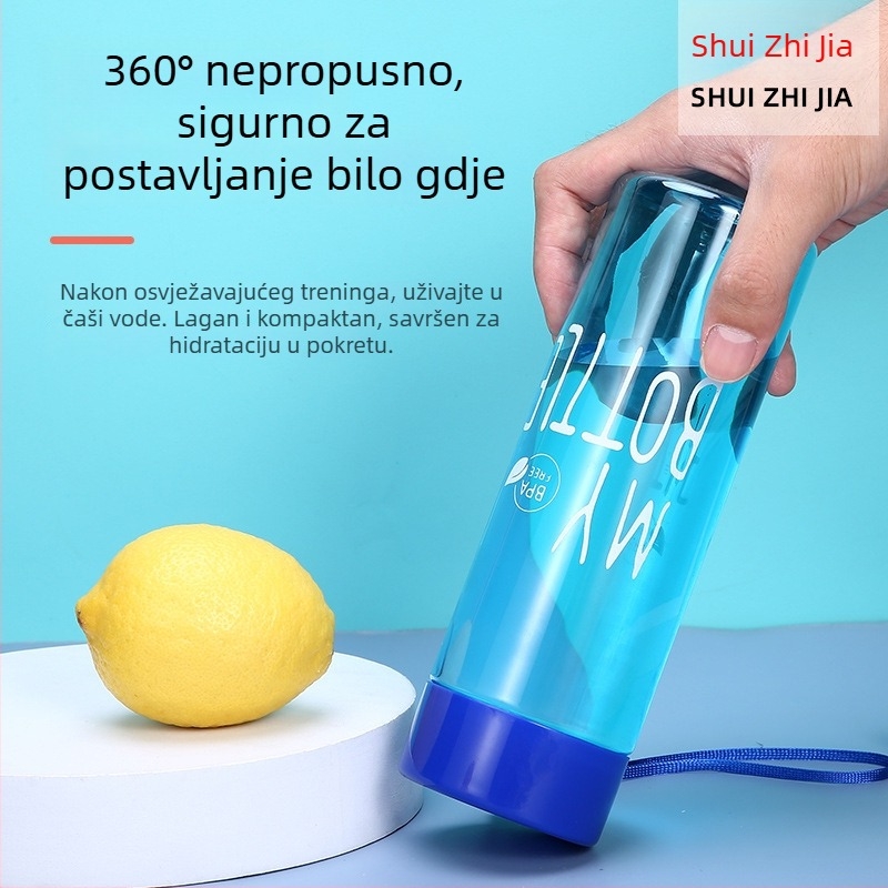 PET plastična čaša za vodu 500 ml s naramenicom, sportska čaša za čaj s čvrstim zatvaranjem