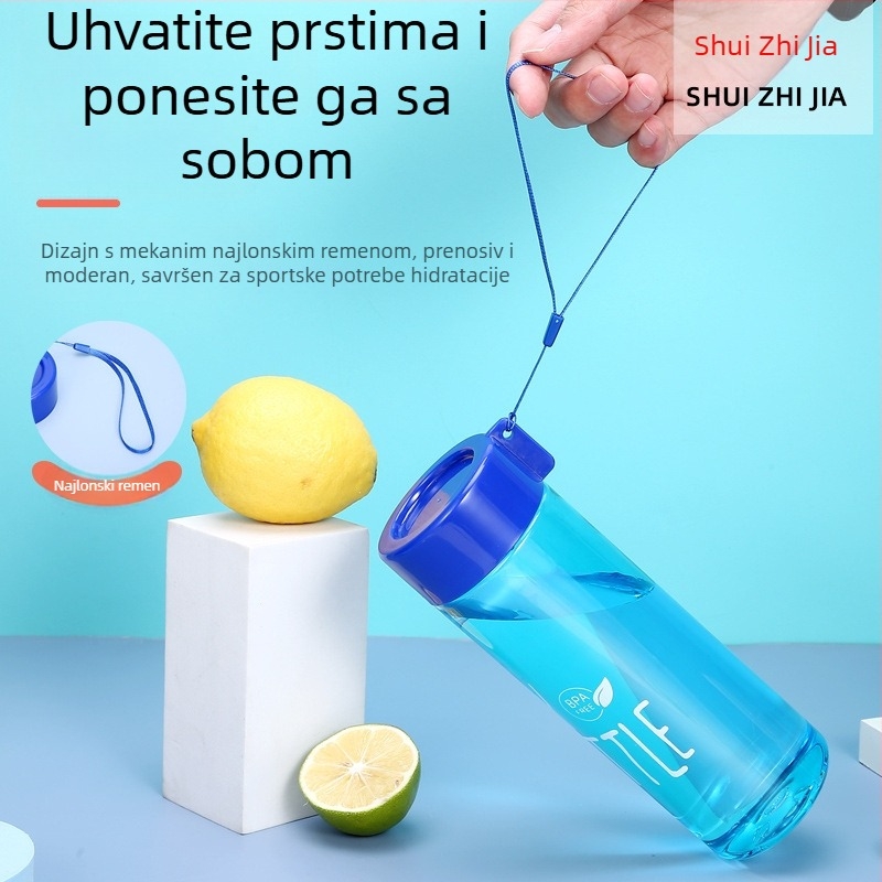 PET plastična čaša za vodu 500 ml s naramenicom, sportska čaša za čaj s čvrstim zatvaranjem