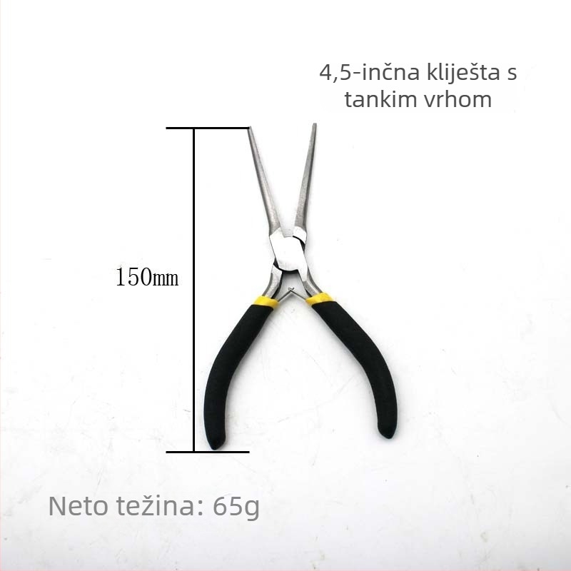 4,5 inčni mini klešta, 8-dijelni set s crno-žutim držačima, višefunkcionalni ručni alati, klešta za dijagonalno rezanje, klešta s nosom igle, klešta s ravnim nosom