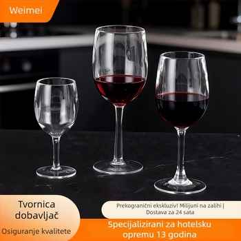 Akril PS plastična čaša za vino, kućnu i restoransku upotrebu, prozirna čaša za vino s nogom, otporna na padove
