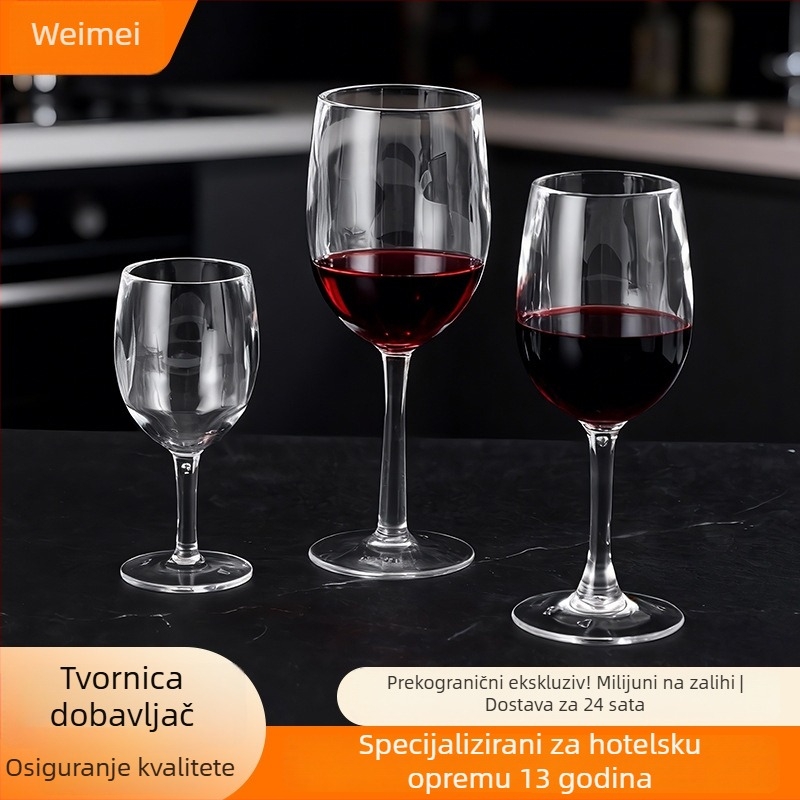 Akril PS plastična čaša za vino, kućnu i restoransku upotrebu, prozirna čaša za vino s nogom, otporna na padove