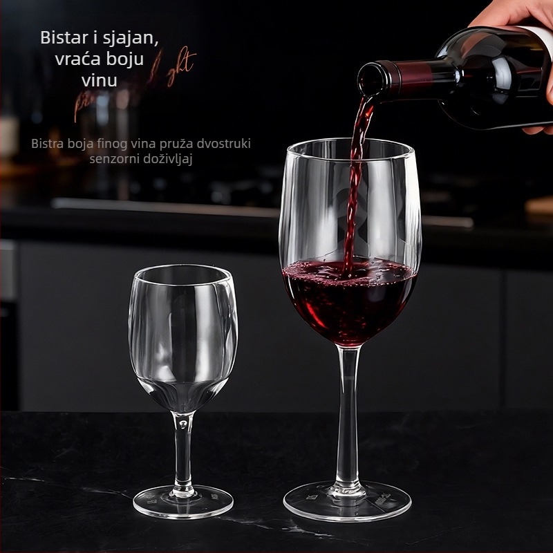 Akril PS plastična čaša za vino, kućnu i restoransku upotrebu, prozirna čaša za vino s nogom, otporna na padove