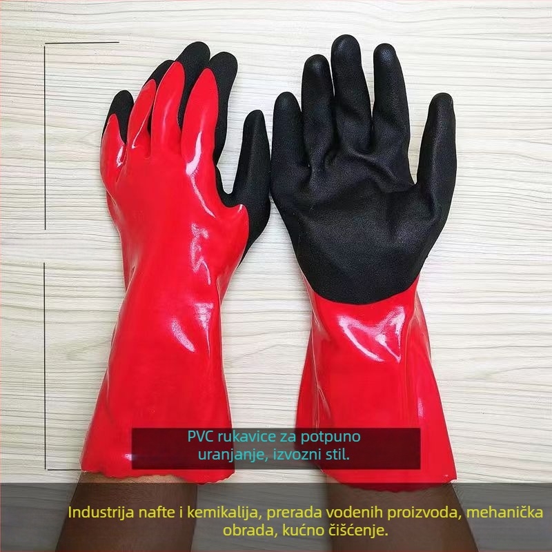 Nitril rukavice otporne na ulje, kiseline i lužine, produljene, industrijske, otporne na habanje, protuklizne i vodootporne za preradu vodnih proizvoda