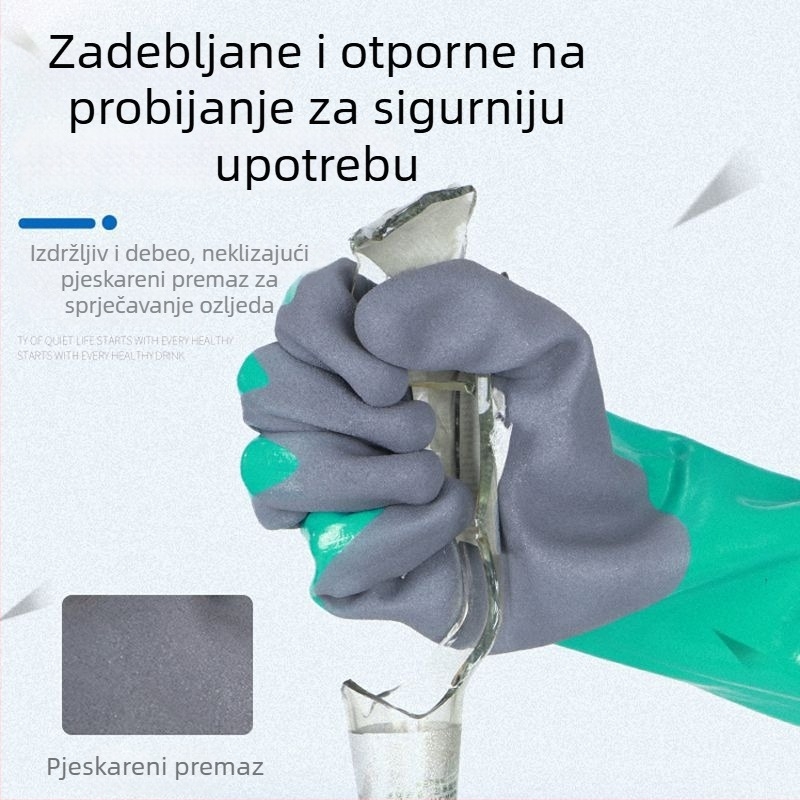 Nitril rukavice otporne na ulje, kiseline i lužine, produljene, industrijske, otporne na habanje, protuklizne i vodootporne za preradu vodnih proizvoda