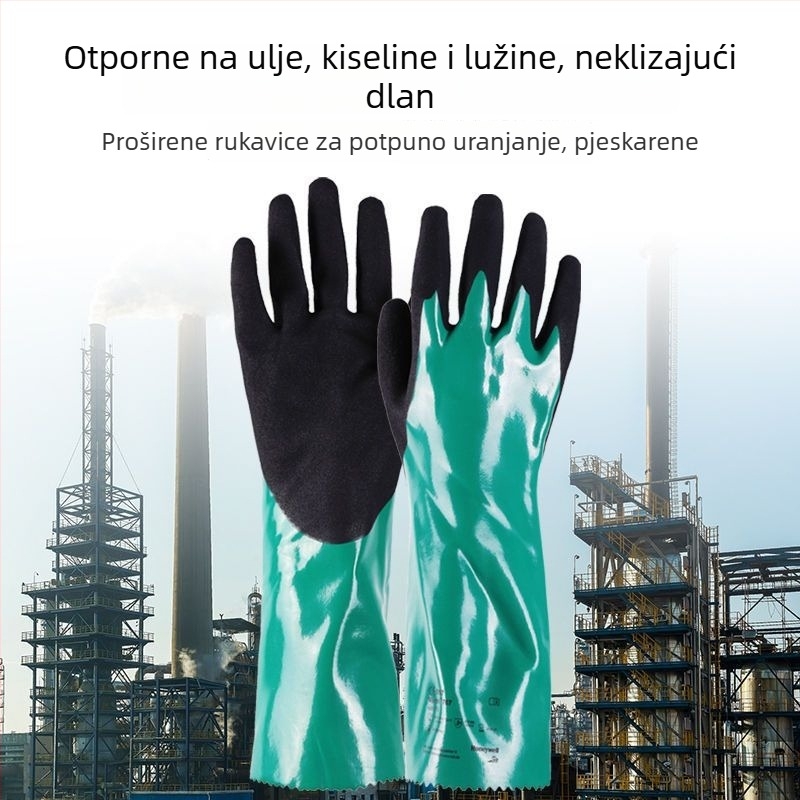 Nitril rukavice otporne na ulje, kiseline i lužine, produljene, industrijske, otporne na habanje, protuklizne i vodootporne za preradu vodnih proizvoda