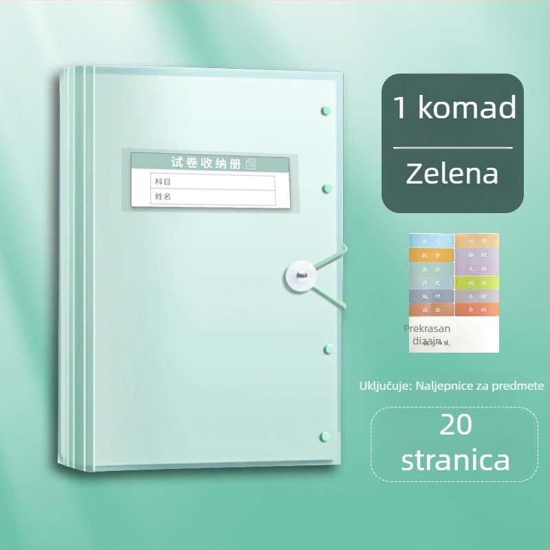 Plastični A3 folder za testne listove s prozirnim džepovima