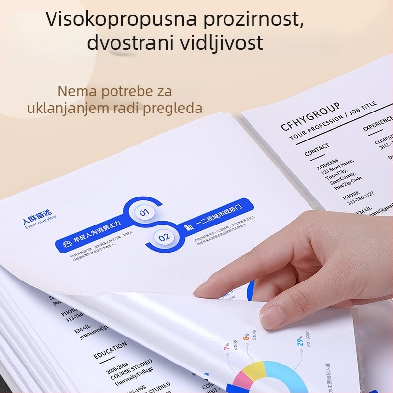 Retro tvrdi A4 mapa s prozirnim džepovima za listove, uredski folder za dokumente i partiture, torbica za pohranu podataka