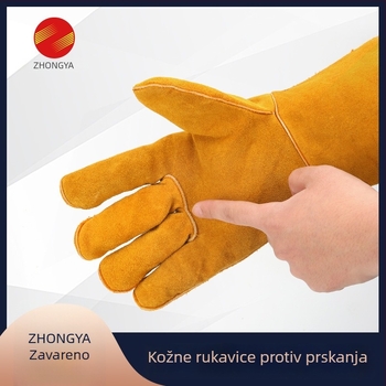 Teleće kožne rukavice za zavarivanje, otporne na toplinu i prskanje, zaštitne rukavice za zavarivanje, otporne na habanje, produžene i debele.