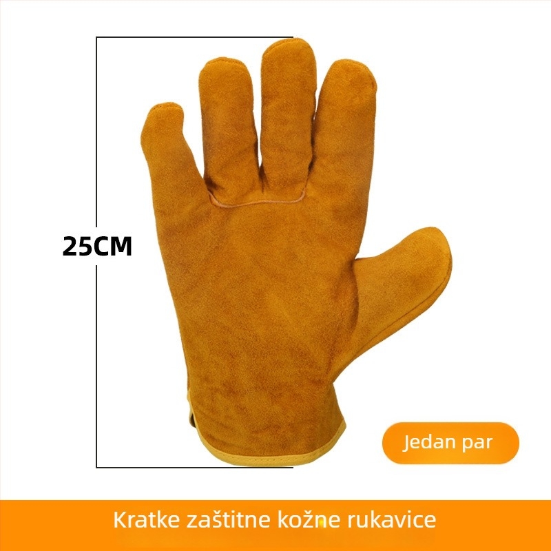 Teleće kožne rukavice za zavarivanje, otporne na toplinu i prskanje, zaštitne rukavice za zavarivanje, otporne na habanje, produžene i debele.