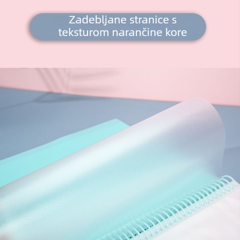 Prozirna PP mapa za A4 dokumente, 20 stranica, 48 rupa za spiralno povezivanje, pohranjivanje studentskih radova