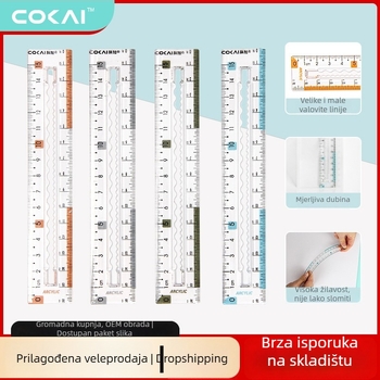 Koga akrilna ravnala – prozirno plastično otporno ravnalo s valovitom linijom, višenamjenska skala za crtanje i mjerenje
