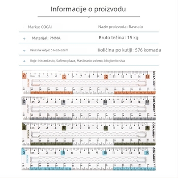 Koga akrilna ravnala – prozirno plastično otporno ravnalo s valovitom linijom, višenamjenska skala za crtanje i mjerenje