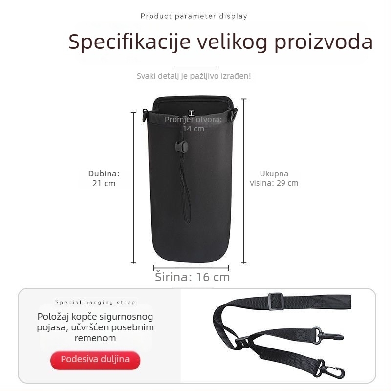 Držač za bocu u automobilu sa držačem za čašu i termo flašom
