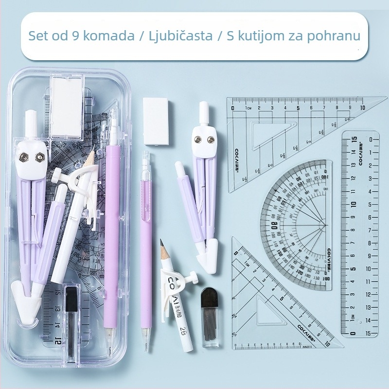 Kejia 9-dijelni set pravila i kompasa za učenike, alati za crtanje