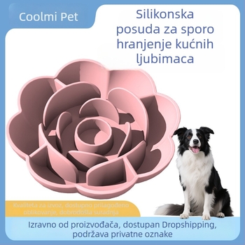 Silikonska zdjela za sporo hranjenje psa, u obliku ruže, jednostavno za čišćenje