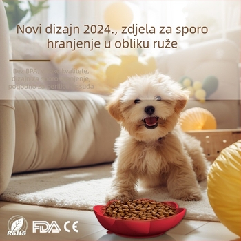 Silikonska zdjela za sporo hranjenje psa, u obliku ruže, jednostavno za čišćenje