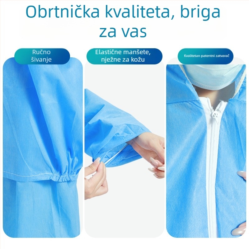 Jednokratno zaštitno odijelo od netkanog materijala, podijeljeni tip s kapuljom, prašnjavo-izolacijsko odijelo, debela prozračna izolacija