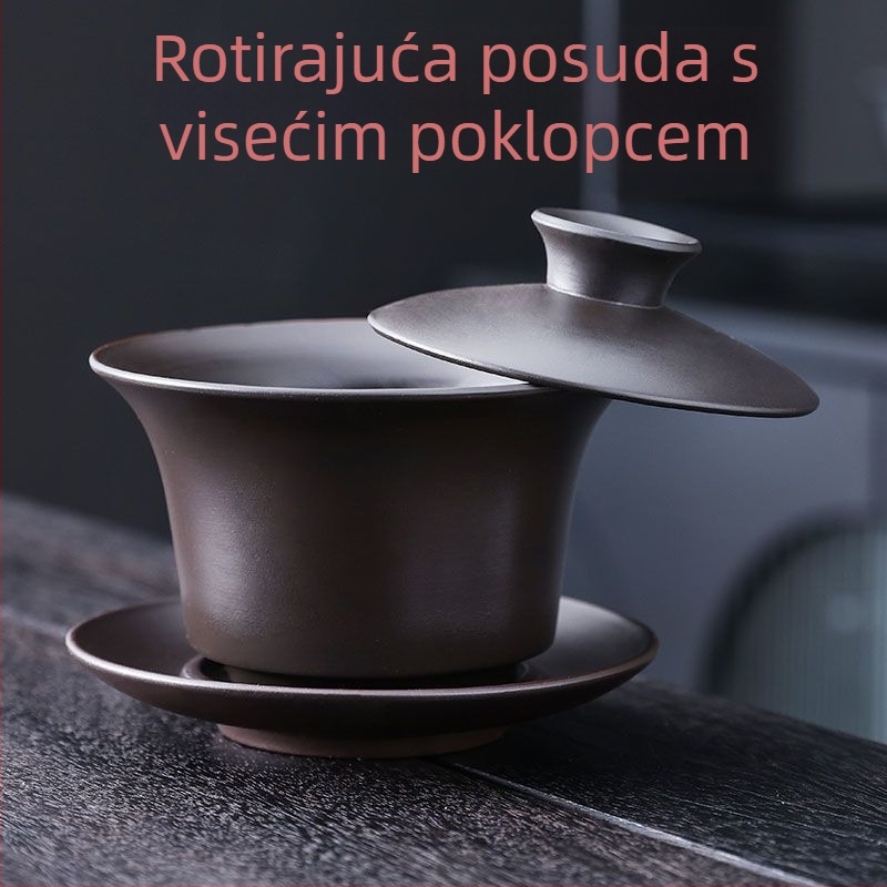 Šalica za čaj od ljubičaste gline s rotirajućim poklopcem, vrhunski Kung Fu set za čaj