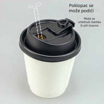 80 Caliber Jednokratni poklop za vruće napitke, integrirani U-oblik poklopac, plastični, sklopivi za kavu i mliječni čaj