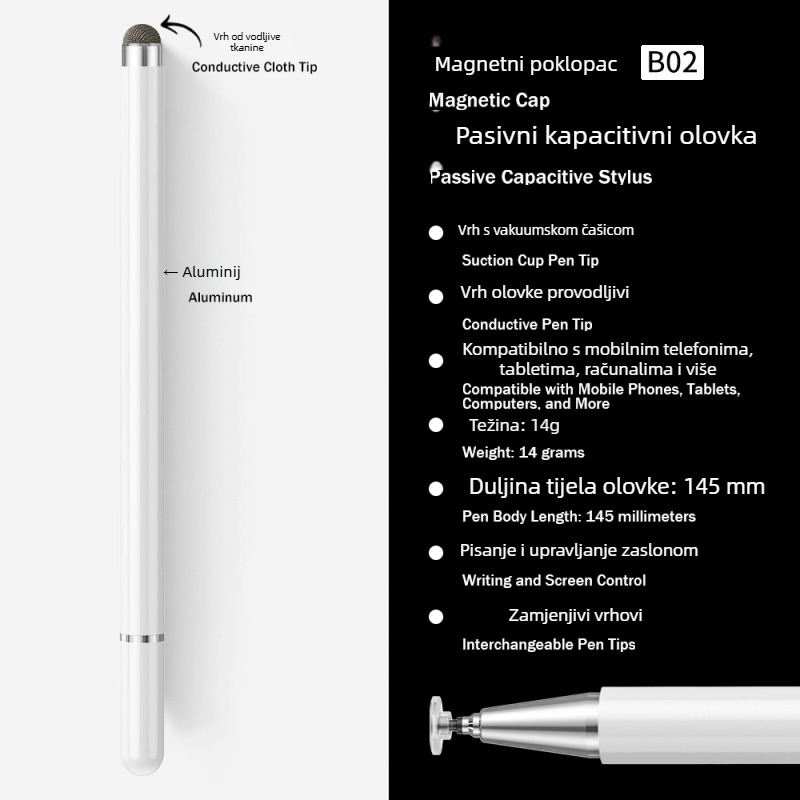 Stylus za iPad sa tri LED indikatora napajanja — magnetski kapacitivan olovka za crtanje i pisanje
