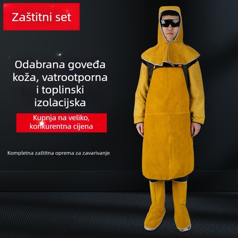 Komplet zaštite za zavarivanje od teleće kože: vatrootporna i otporna na habanje zaštitna odjeća i kožna pregača