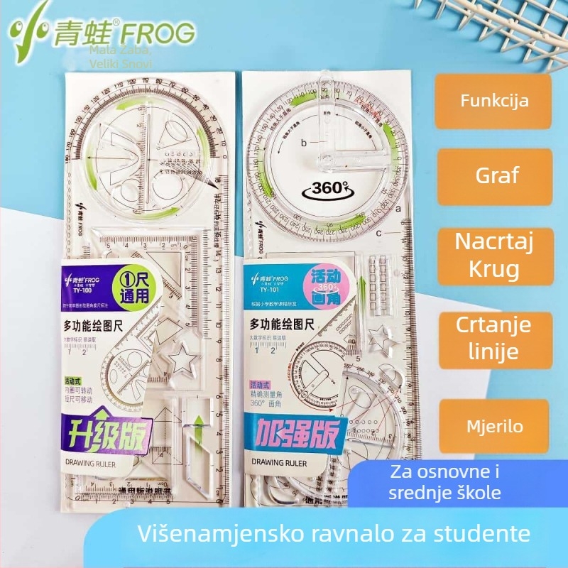 Višenamjenski crtni set za učenike, rotirajući geometrijski alat za crtanje kružnica i 3D oblika.