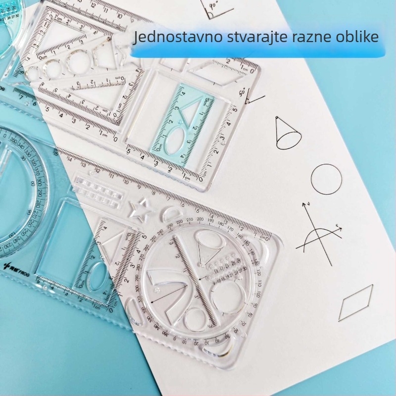 Višenamjenski crtni set za učenike, rotirajući geometrijski alat za crtanje kružnica i 3D oblika.