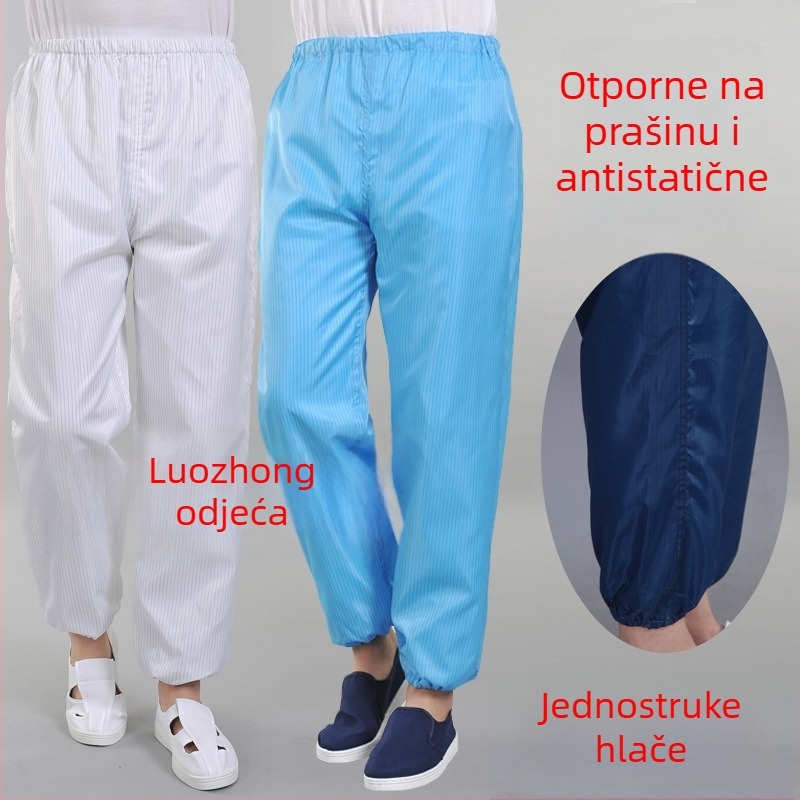 Antistatijske radne hlače s prugama, zaštita od prašine, elastičan pojas i elastični završeci