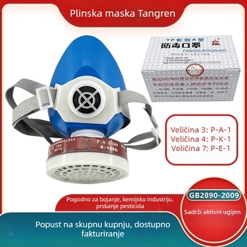 Maska za plin s aktivnim ugljenom, zaštita od kiselina, lužina, organskih plinova i para, za industrijsku kemijsku primjenu i poljoprivredu