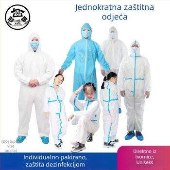 Jednokratno zaštitno odijelo s kapuljačom od netkanog materijala, otporno na prašinu, za svinjogojstvo i farbanje