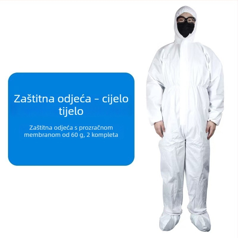 Jednokratno zaštitno odijelo s kapuljačom od netkanog materijala, otporno na prašinu, za svinjogojstvo i farbanje