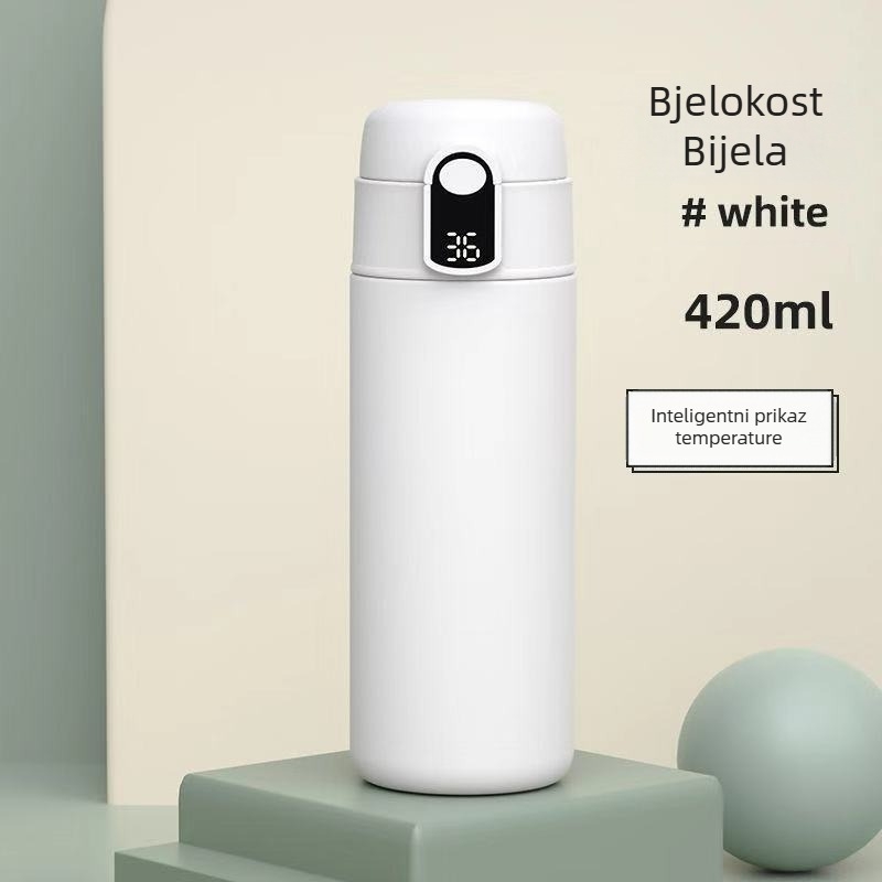 Termos čaša s inteligentnim prikazom temperature, pravilan dizajn, minimalistička nehrđajuća čelična, poklon