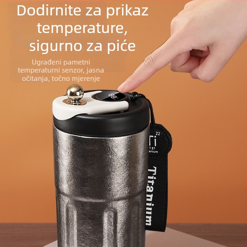 Termos čaša od čistog titana s pametnim prikazom temperature i odjeljkom za čaj, prijenosiva za automobil, poslovni dar