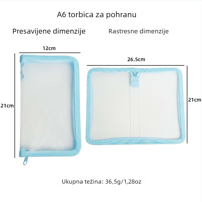 A6 prozirna skladišna torba s twill uzorkom, za naljepnice i materijale za bilježnicu, minimalistički dizajn, velik kapacitet