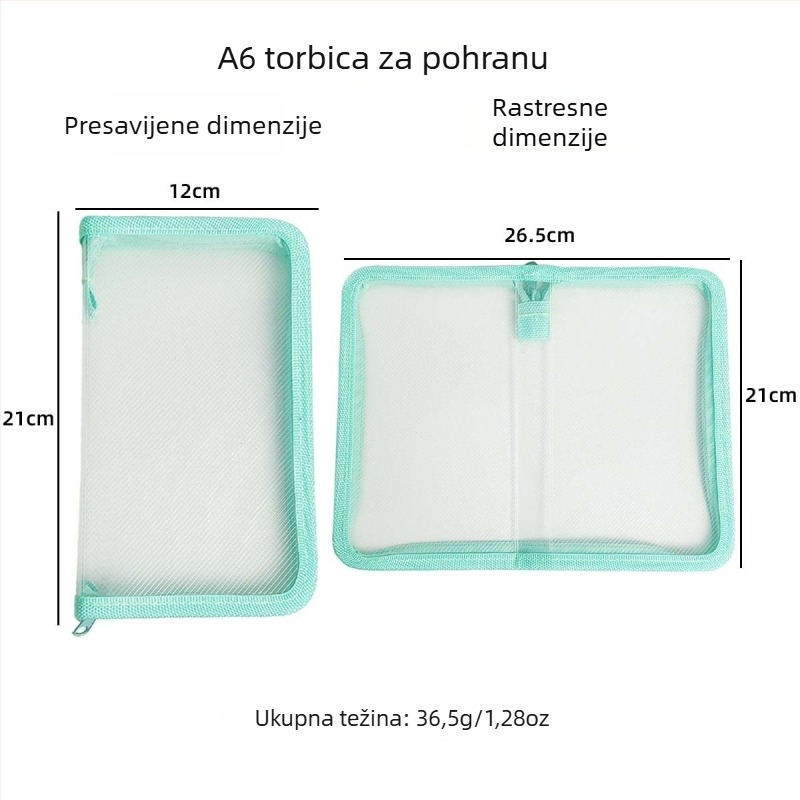 A6 prozirna skladišna torba s twill uzorkom, za naljepnice i materijale za bilježnicu, minimalistički dizajn, velik kapacitet