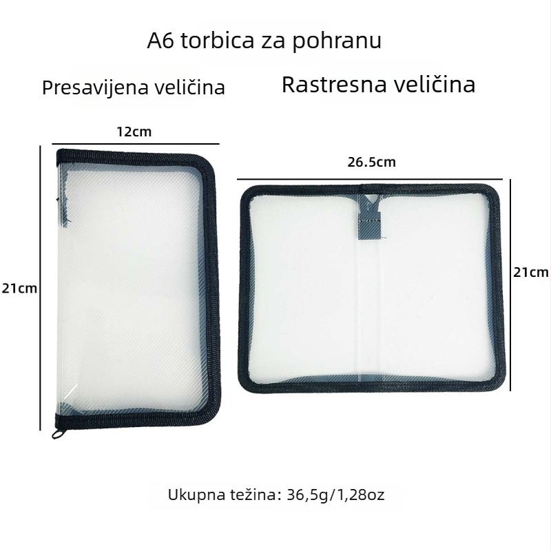 A6 prozirna skladišna torba s twill uzorkom, za naljepnice i materijale za bilježnicu, minimalistički dizajn, velik kapacitet